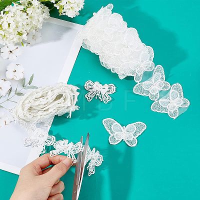  2 Yards 2 Styles Bowknot Lace Edge Trim Ribbon OCOR-NB0001-39-1