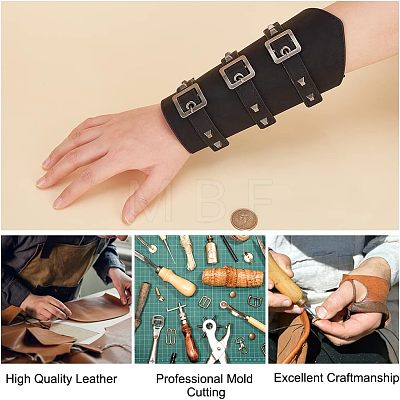 Leatheroid Punk Style Cuff Wristband for Bikers AJEW-WH0020-38B-1