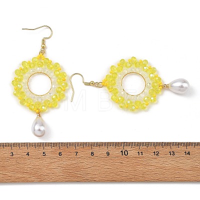 Brass Glass Beads Dangle Earrings EJEW-MZ00764-03-1