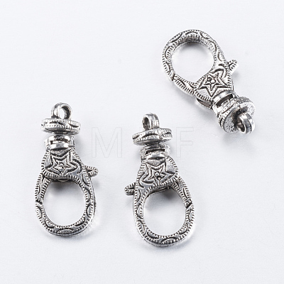 Tibetan Style Alloy Swivel Lobster Claw Clasps X-TIBE-T002-18AS-RS-1