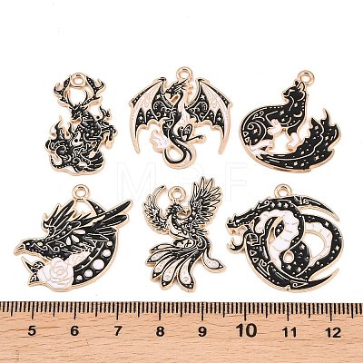 6Pcs 6 Styles Alloy Enamel Pendants ENAM-L054-03KCG-1