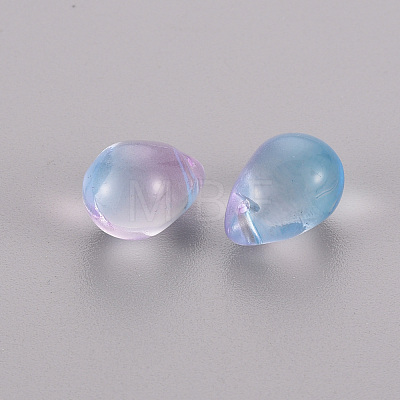 Two Tone Transparent Spray Painted Glass Charms GLAA-T016-37-A01-1