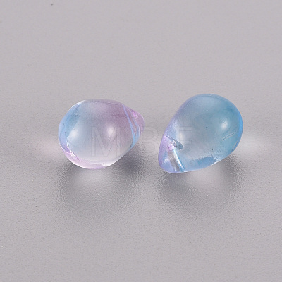 Two Tone Transparent Spray Painted Glass Charms GLAA-T016-37-A01-1