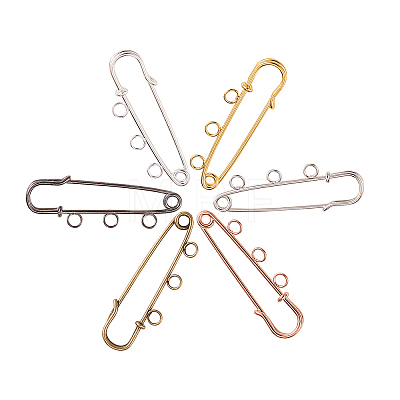 30Pcs 6 Colors Iron Safety Pins IFIN-CJ0001-56-1