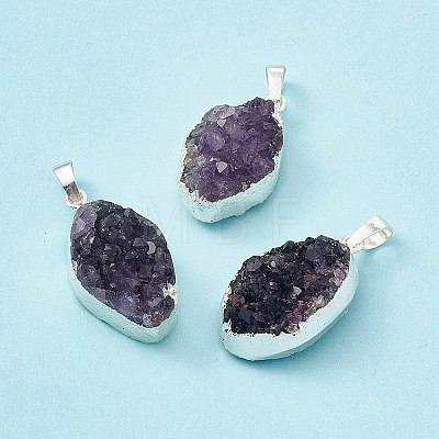 Natural Amethyst Druzy Pendants G-C002-05S-1