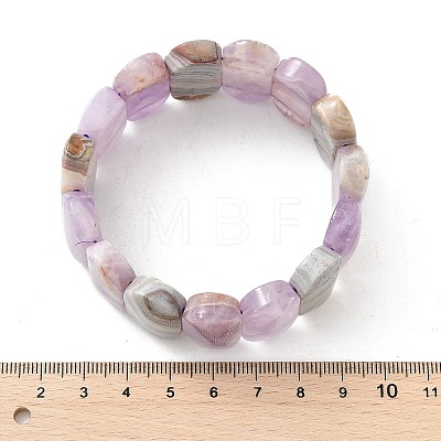 Oval Natural Amethyst Lace Agate Beads Stretch Bracelets for Women Men BJEW-C097-04C-1