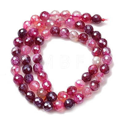 Electroplated Natural Agate Beads Strands G-B191-A07-6mm-06-1