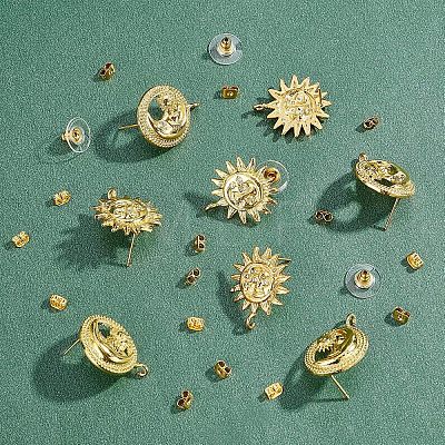  4 Pairs 2 Style Brass Stud Earring Findings KK-NB0002-50-1