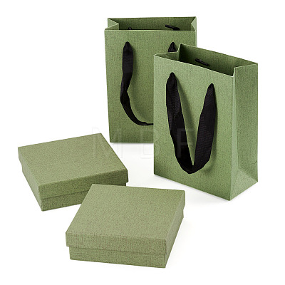 2Pcs Square Paper Jewelry Display Cases CON-TA0001-39F-01-1