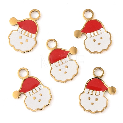 Christmas Theme Ion Plating(IP) 304 Stainless Steel Enamel Pendants STAS-Z083-07G-04-1