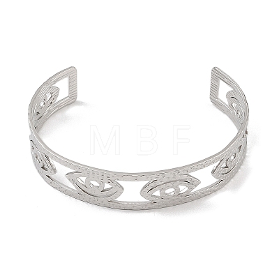 Non-Tarnish Hollow Wide Version Open Cuff Bangles BJEW-U006-03P-01-1