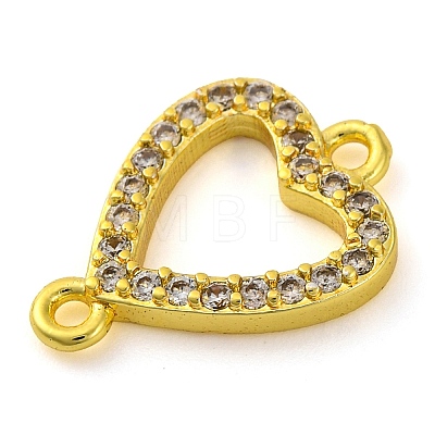 Brass Micro Pave Clear Cubic Zirconia Heart Links Connector Charms KK-A230-03A-G-1