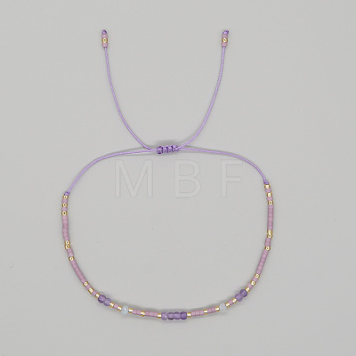 Bohemian Faceted Rondelle Natural Amethyst and Glass Heishi Braided Bead Bracelets for Women FE7255-6-1