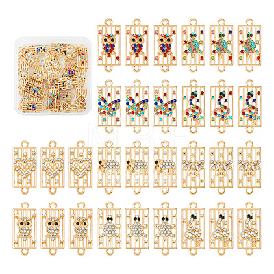 40Pcs 10 Styles Alloy Rhinestone Connector Charms FIND-TA0002-01-1