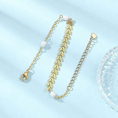 Natural Cultured Freshwater Pearl Beads Link Bracelets BJEW-JB12857-01-1