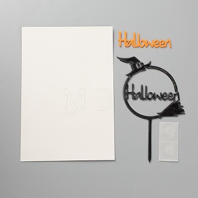 Acrylic Halloween Word Cake Insert Card Decoration X-DIY-H109-01-1
