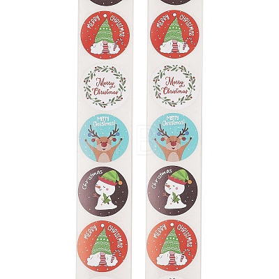 500Pcs Christmas Theme Round Stickers AJEW-S090-04D-1