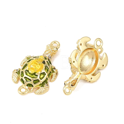 Brass Micro Pave Clear Cubic Zirconia Tortoise Connector Charms KK-F931-05G-1