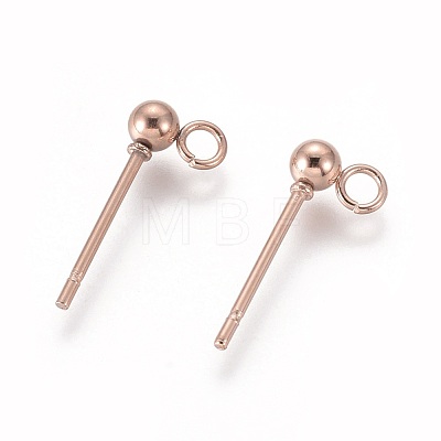 304 Stainless Steel Stud Earring Findings X-STAS-H410-10RG-1