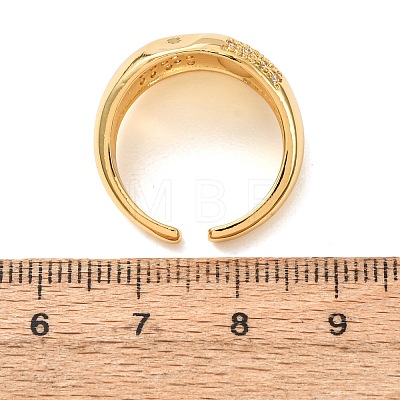 Brass Micro Pave Cubic Zirconia Open Cuff Rings for Women KK-CBA3D94-03G-1