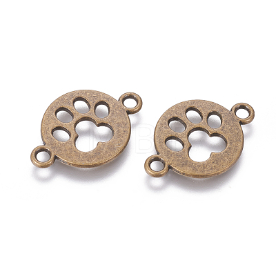 Tibetan Style Flat Round with Dog  Paw Print Alloy Links connectors TIBE-Q045-04AB-NR-1