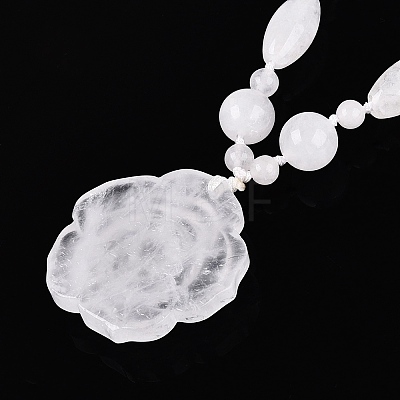 Natural Quartz Crystal Flower Pendant Necklaces NJEW-N064-08B-1
