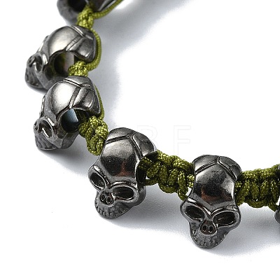 Adjustable Halloween Skull Alloy Braided Beads Bracelets for Women BJEW-78.0-JB10916-1