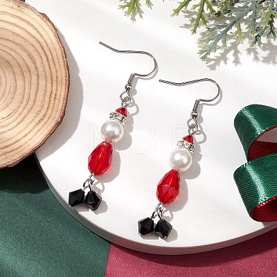 Glass Dangle Earrings EJEW-TA00464-1