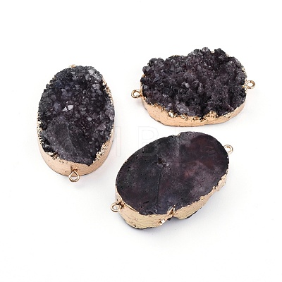 Electroplated Natural & Dyed Druzy Quartz Links connectors G-E499-08A-G-1