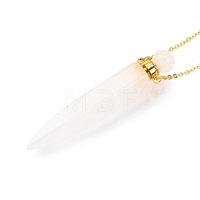 Natural Quartz Crystal Rock Crystal Bullet Shaped Perfume Bottle Pendant Necklaces G-B089-02G-01-1