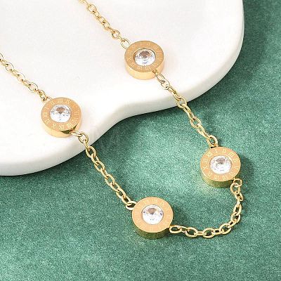 304 Stainless Steel Pave Rhinestone Link Bracelets SA-D001-04B-G-1