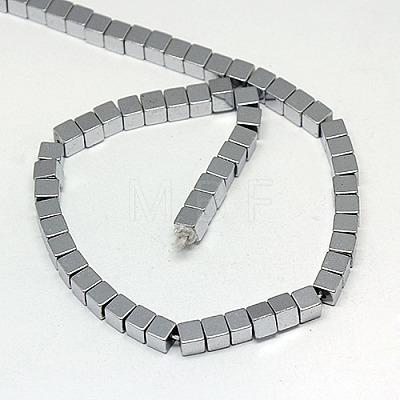 Electroplate Non-magnetic Synthetic Hematite Beads Strands G-J170A-3x3mm-01-1