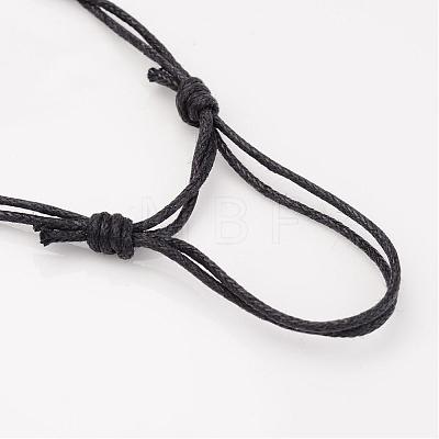 Adjustable Tibetan Style Alloy Beads and Waxed Cotton Cord Bracelets BJEW-JB02335-01-1