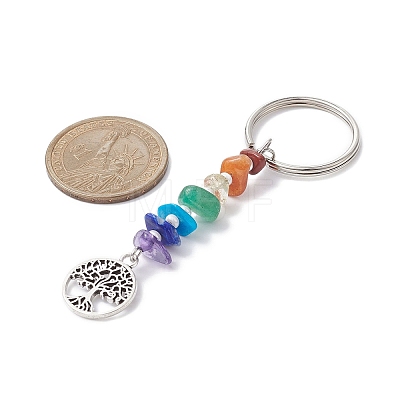 Chakra Natural Gemstone Chips Keychains KEYC-JKC00550-01-1