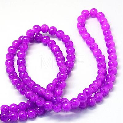 Baking Painted Imitation Jade Glass Round Bead Strands DGLA-Q021-6mm-27-1