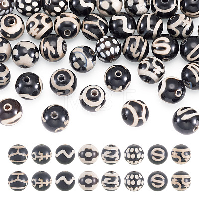 48Pcs 8 Styles Tibetan Style dZi Beads G-TA0003-33-1