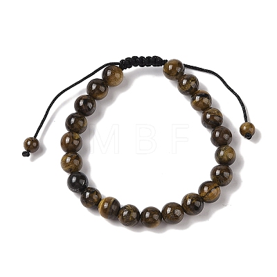 8mm Round Natural Tiger Iron Braided Bead Bracelets BJEW-C067-01B-04-1