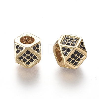 Brass Micro Pave Cubic Zirconia Beads ZIRC-L088-01A-G-1