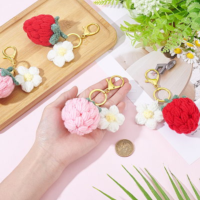 4Pcs 2 Style Handmade Cotton Keychains KEYC-PH01612-1
