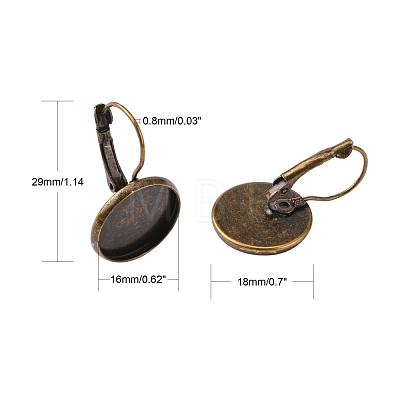 Brass Leverback Earring Findings KK-E236-AB-NF-1