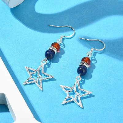 Tibetan Style Alloy Star Dangel Earrings EJEW-TA00318-1