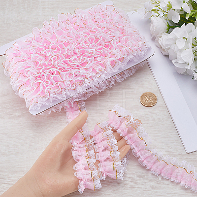 10M Polyester Polka Dot Lace Ribbons OCOR-GF0003-35B-1