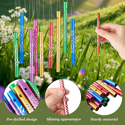 12 Sets 6 Colors Aluminium Round Tube Big Pendants FIND-MA0001-29-1