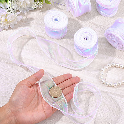 5Rolls Flat Rainbow Color Organza Ribbon OCOR-CY0003-29A-1