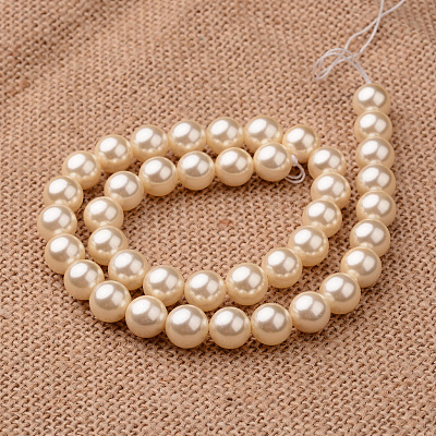 Polished Round Grade A Shell Pearl Bead Strands BSHE-M027-6mm-24-1