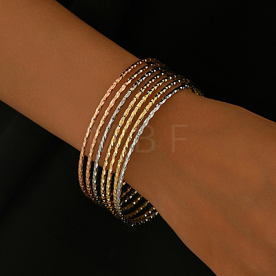 Circle Textured Stacking Brass Bracelet Set for Women SD4492-1