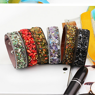 Flannelette Snap Bracelets BJEW-N0011-003C-1