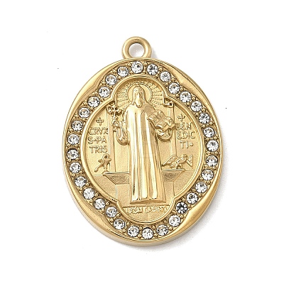 304 Stainless Steel & Rhinestone Pendants STAS-G371-09D-01G-1