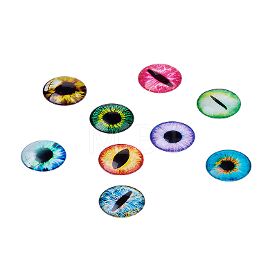 Eye Printed Glass Cabochons GGLA-BT0001-01-1