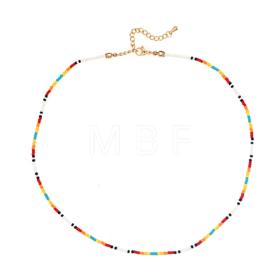 Bohemian Round Glass Seed Beaded Necklaces for Summer Vacation Casual Jewelry JB7910-1